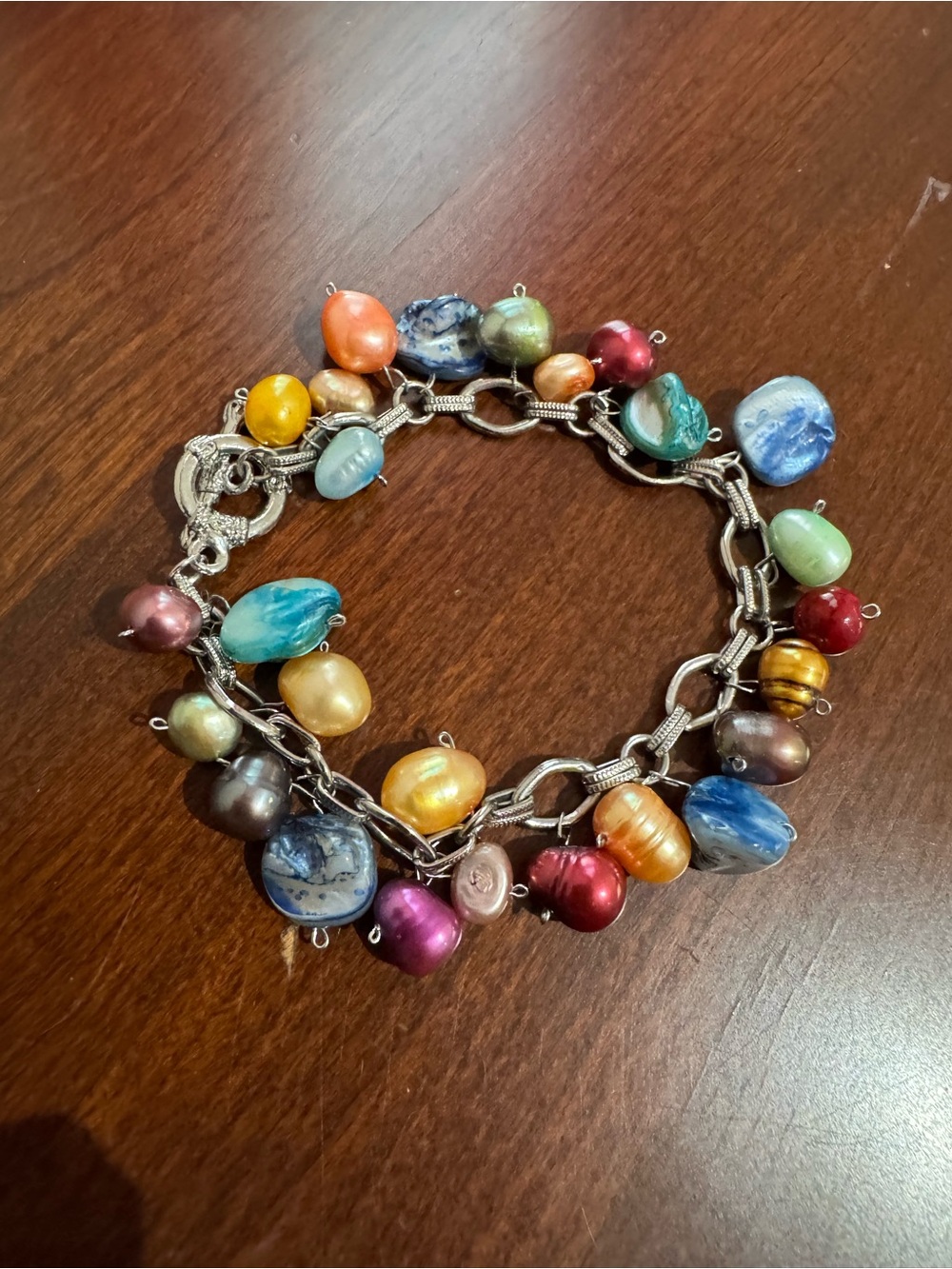 Multicolor Pearl Charm Bracelet - Women Jewelry
